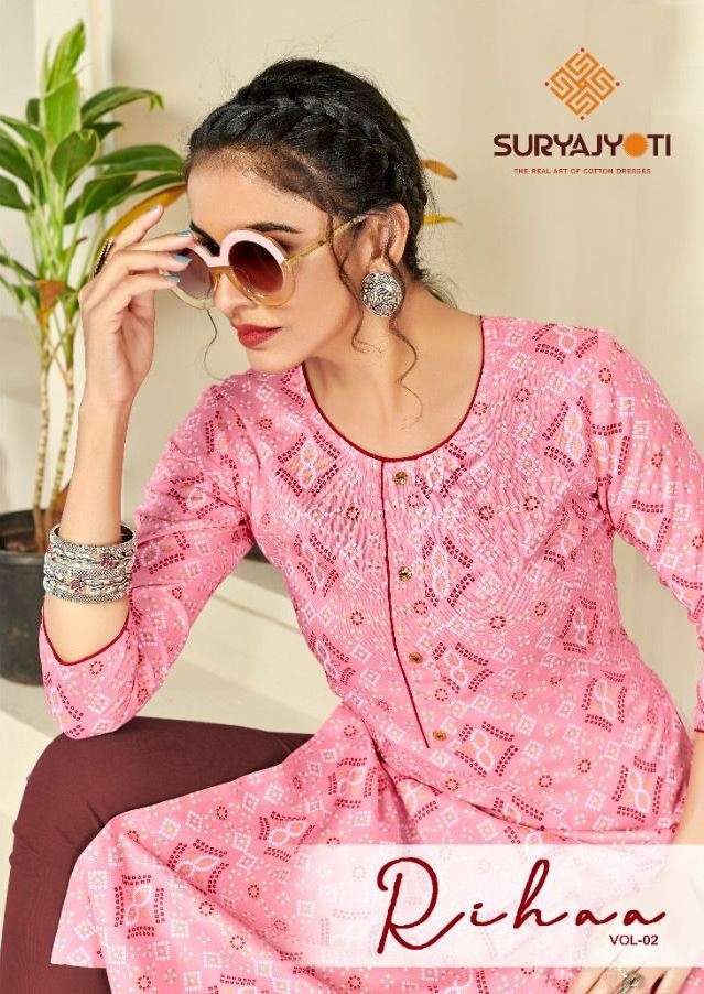 suryajyoti rihaa vol 2 cotton printed kurti wholesaler in surat 