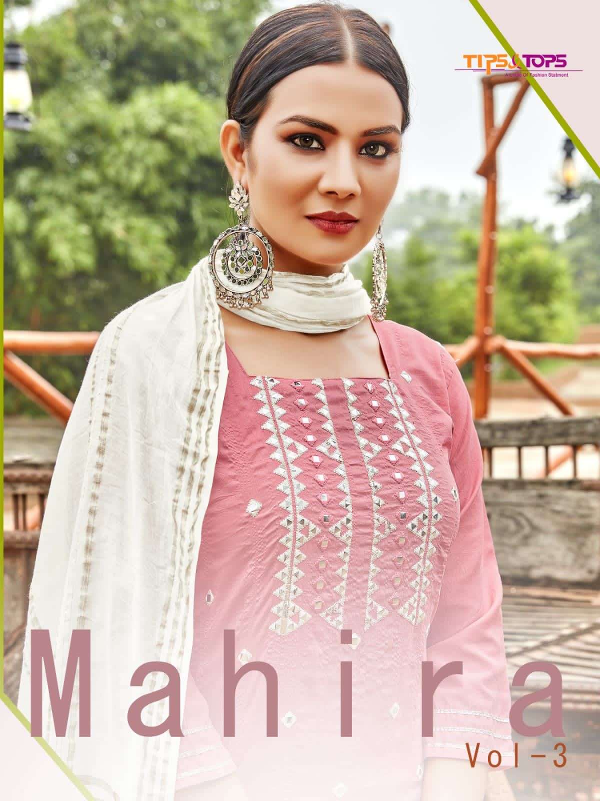 tips & tops mahira vol 3 fancy wear dress with bottoms & dupatta set 