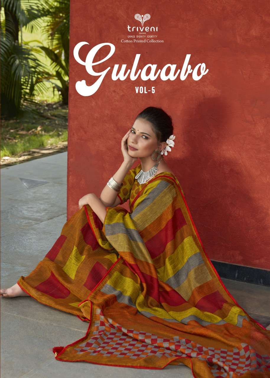 Triveni sarees gulaabo 05 cotton linen print sarees wholesaler