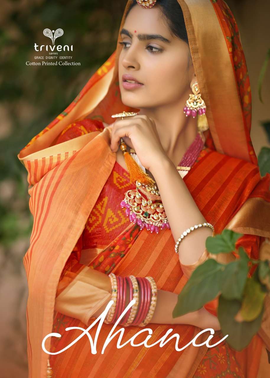 ahana by triveni cotton printed saree collection