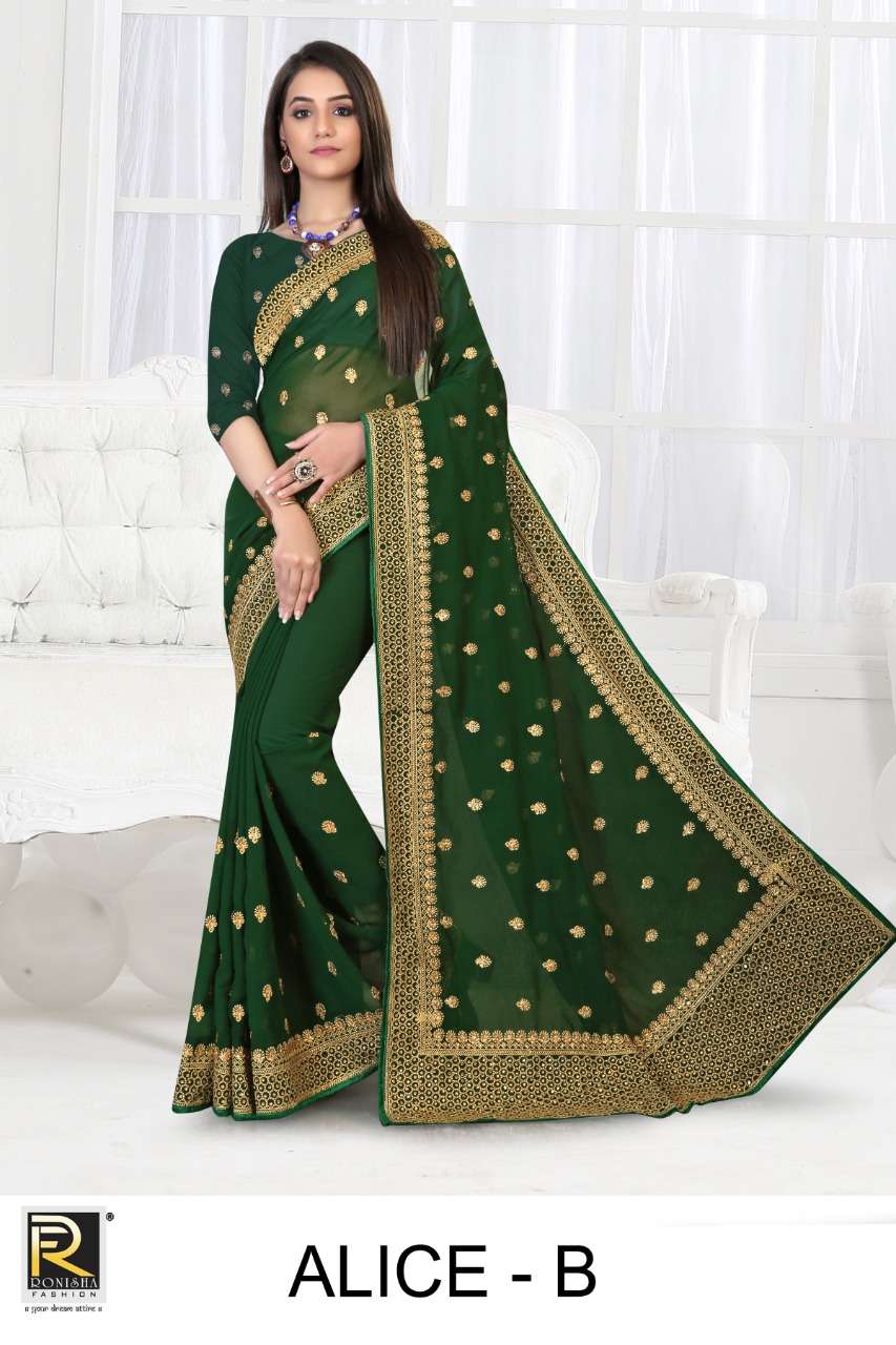 Alice by ranjna saree embroidery jari worked heavy stone wedding saree collecton 