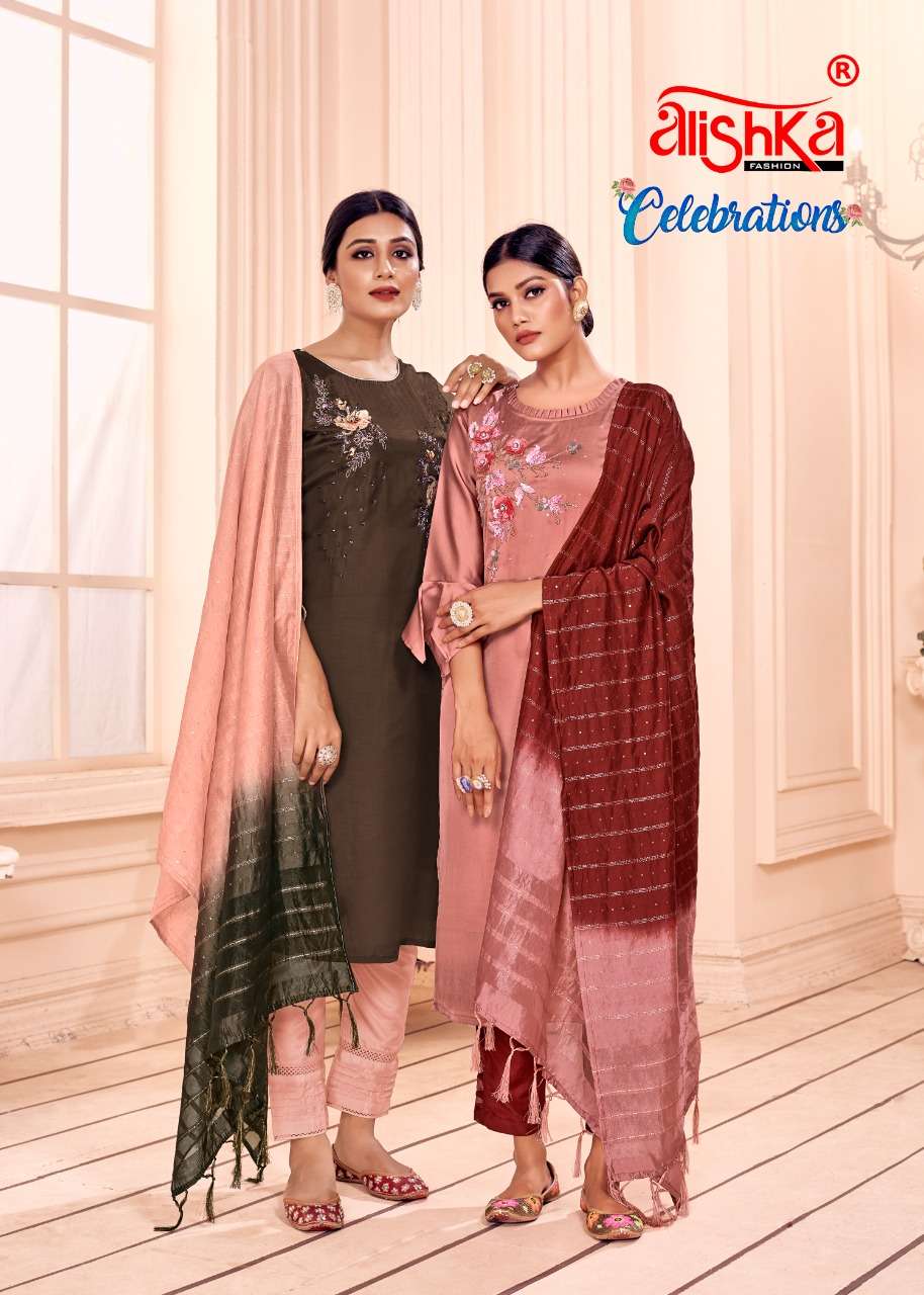 alishka fashion celebrations silk readymade casual wear fancy salwar kameez