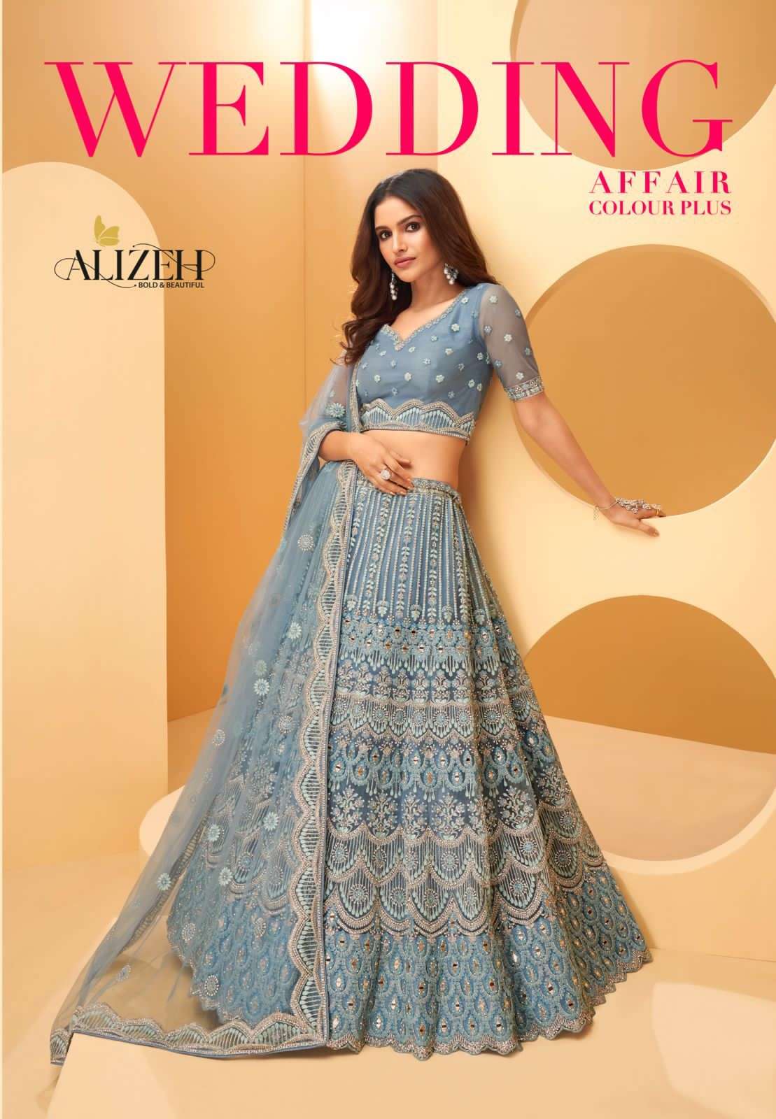 alizeh wedding affair colour plus design 1022 bridal lehenga wholesaler 