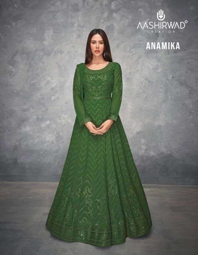 anamika by aashirwad georgette free size readymade long suits