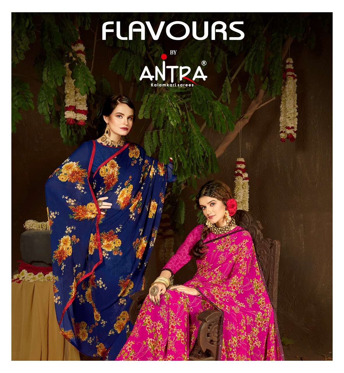 antra present flavours alfino chiffon printed sarees