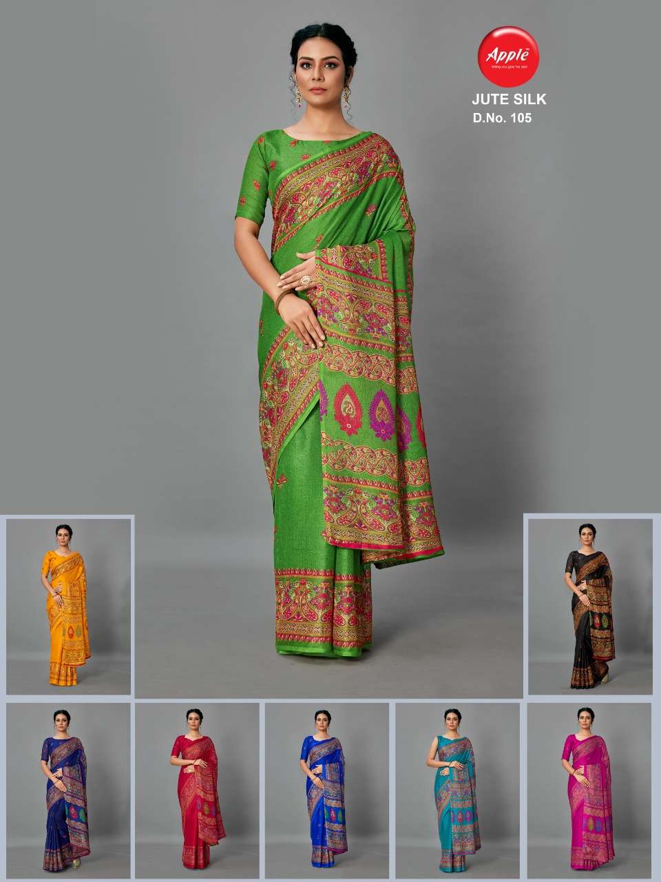 Apple Jute Silk  cotton jute Casual Printed Saree