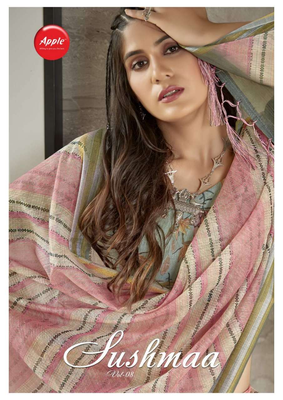 apple sushmaa vol 8 soft linen printed saris clothing store 