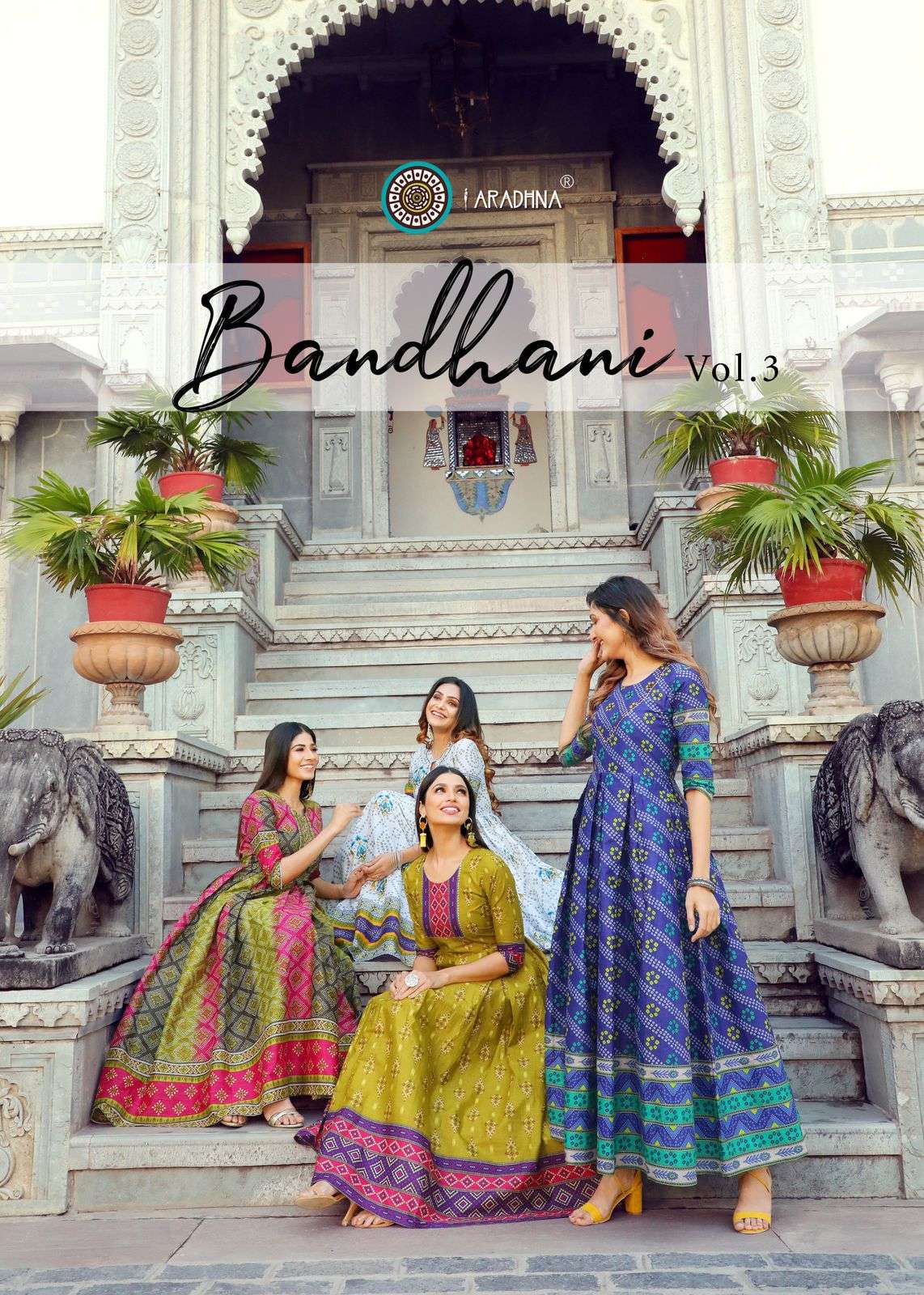 aradhna bandhani vol 3 cotton anarkali kurta best wholesale price 