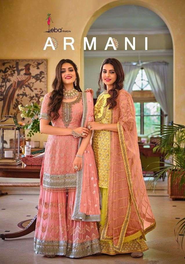 armani by eba lifestyle georgette embroidery plazzo suits wholesaler