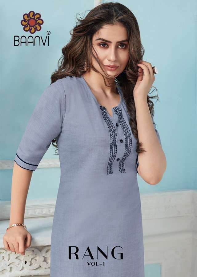 baanvi rang vol 1 cotton embroidery simple kurtis wholesale store 