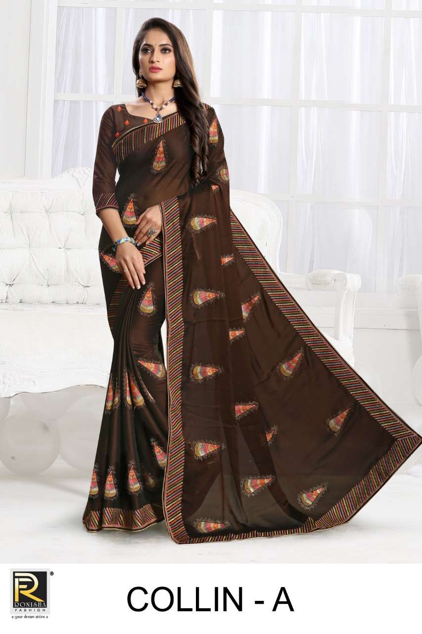 Collin by ranjna saree thread worked siroski diamond super hit collecton wholesale price 