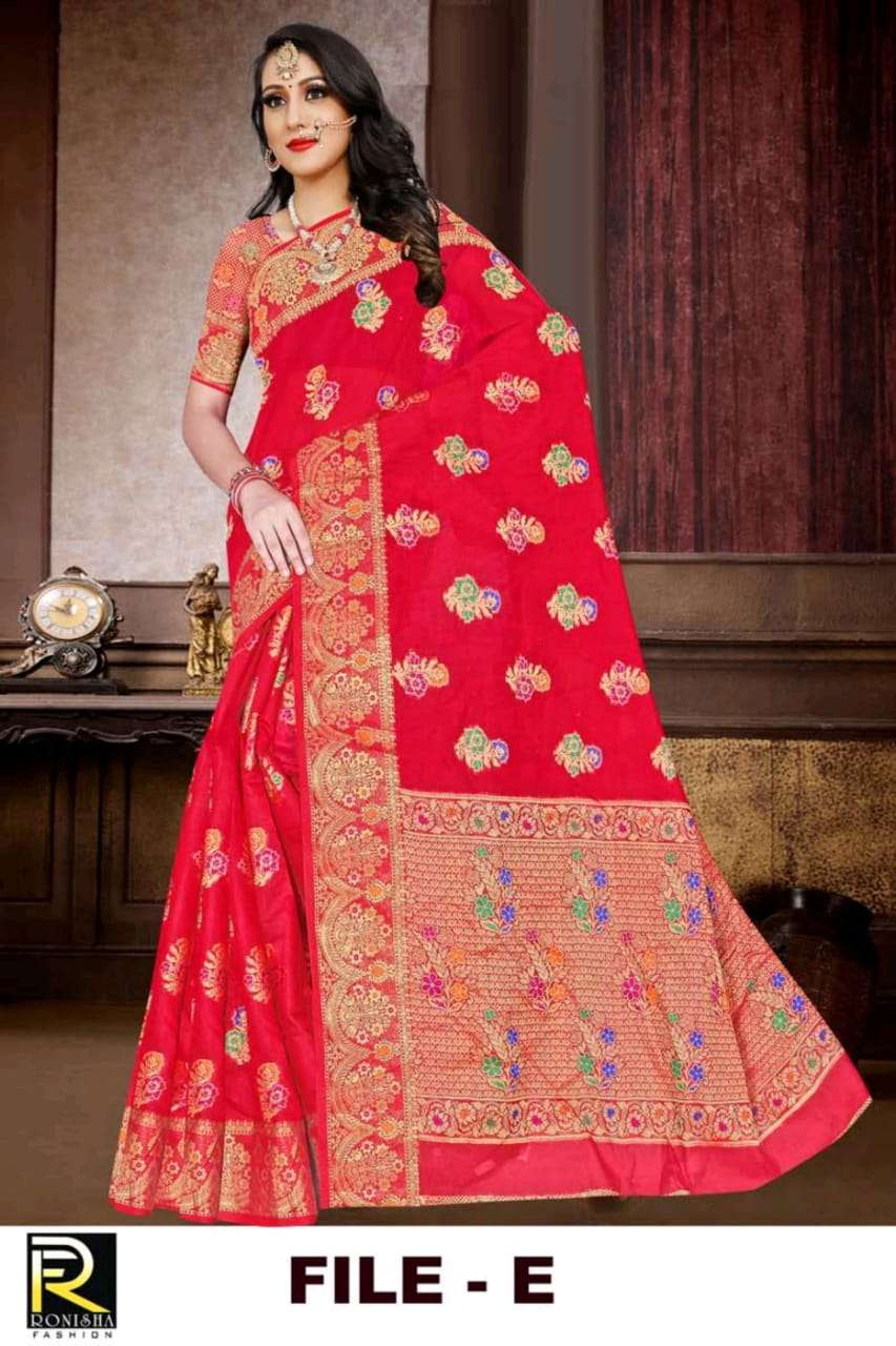 File by ranjna saree casual wear soft cotton silk weaving meena work exclusive collection 