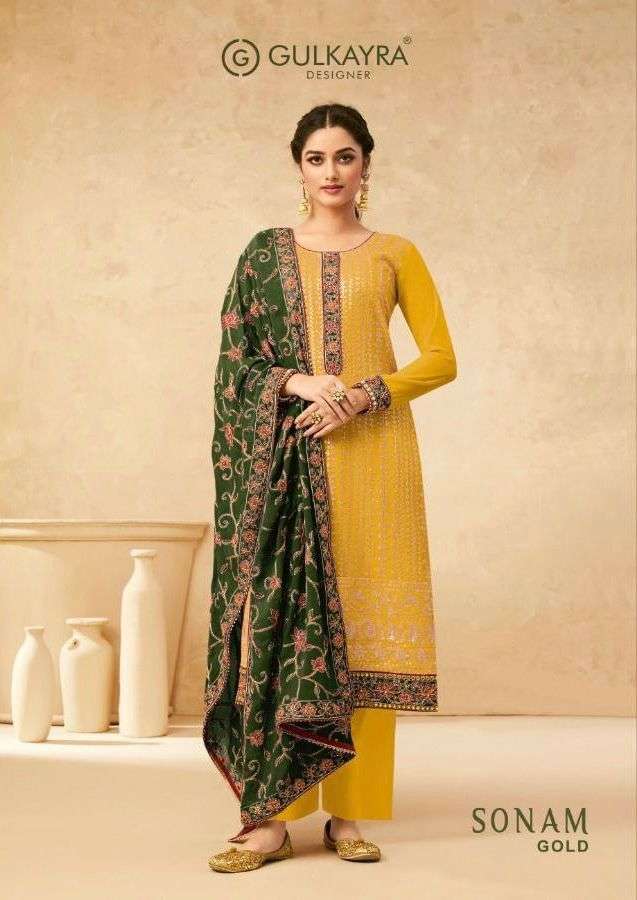 gulkayra sonam gold georgette exclusive fancy suits