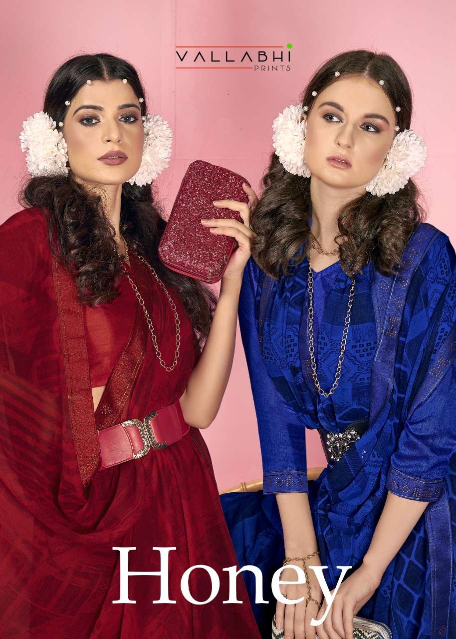 honey by vallabhi printed georgette designer sarees