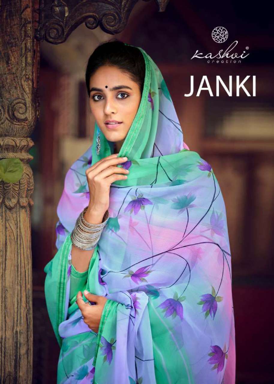 janki by kashvi chiffon padding printed ethnic saree catalogue