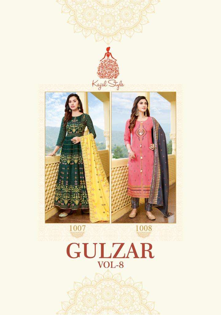 kajal gulzar vol 8 kurti with plazzo and pant with dupatta set 