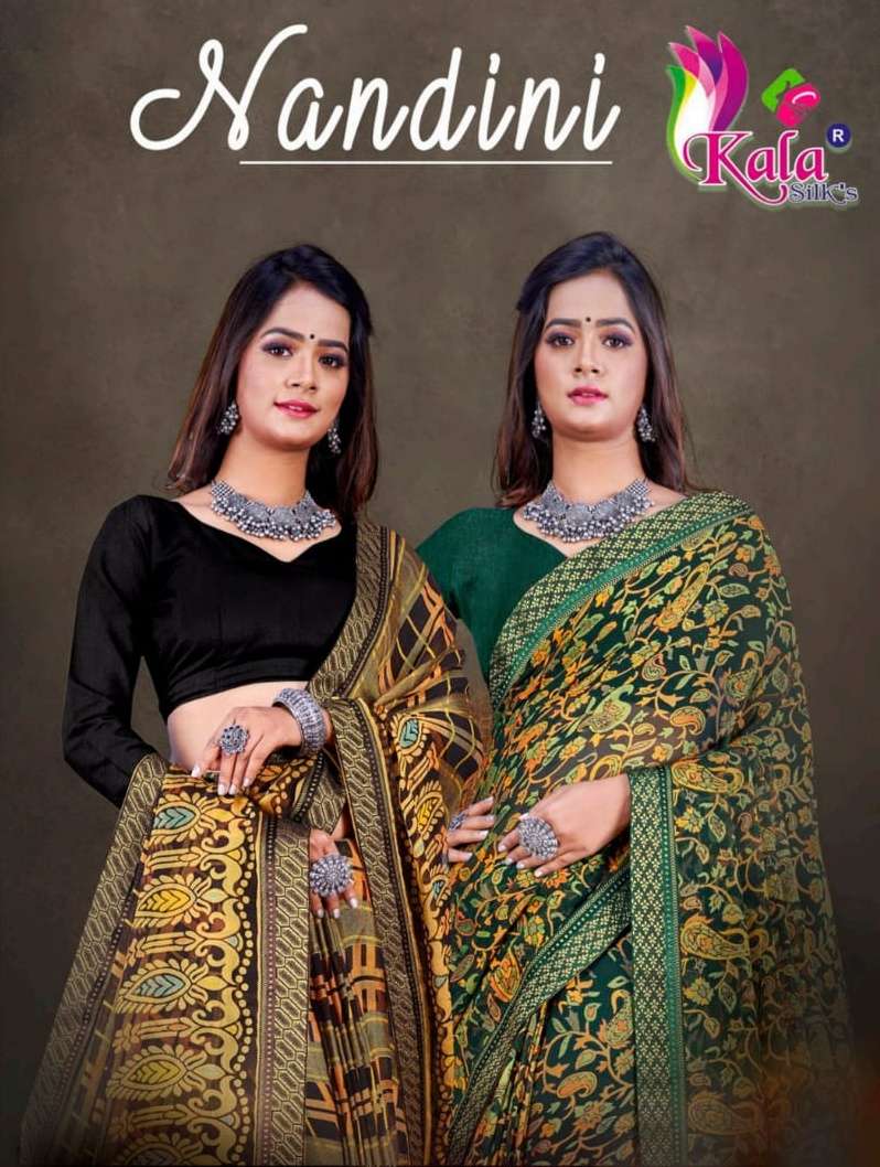 kala silks reena moss chiffon fancy sarees