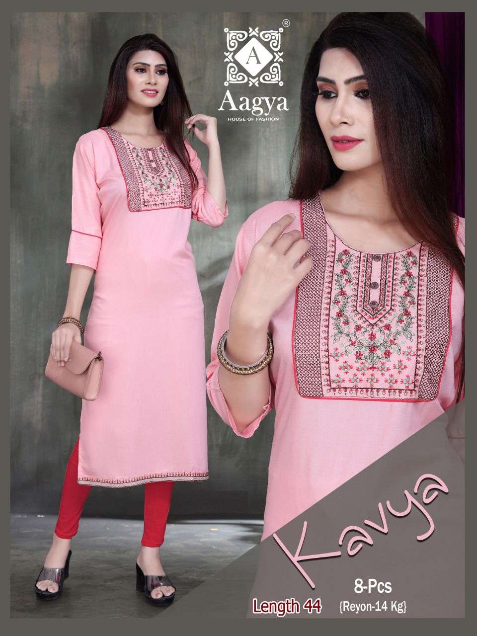 KAVYA BY AAGYA HEAVY RAYON WITH WORK KURTI CATLOG WHOLESALER BEST RATE