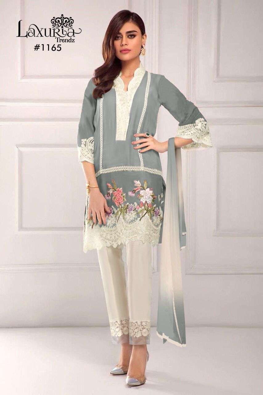 laxuria trendz 1165 designer stylish tunic embroidery kurti with cotton bottom