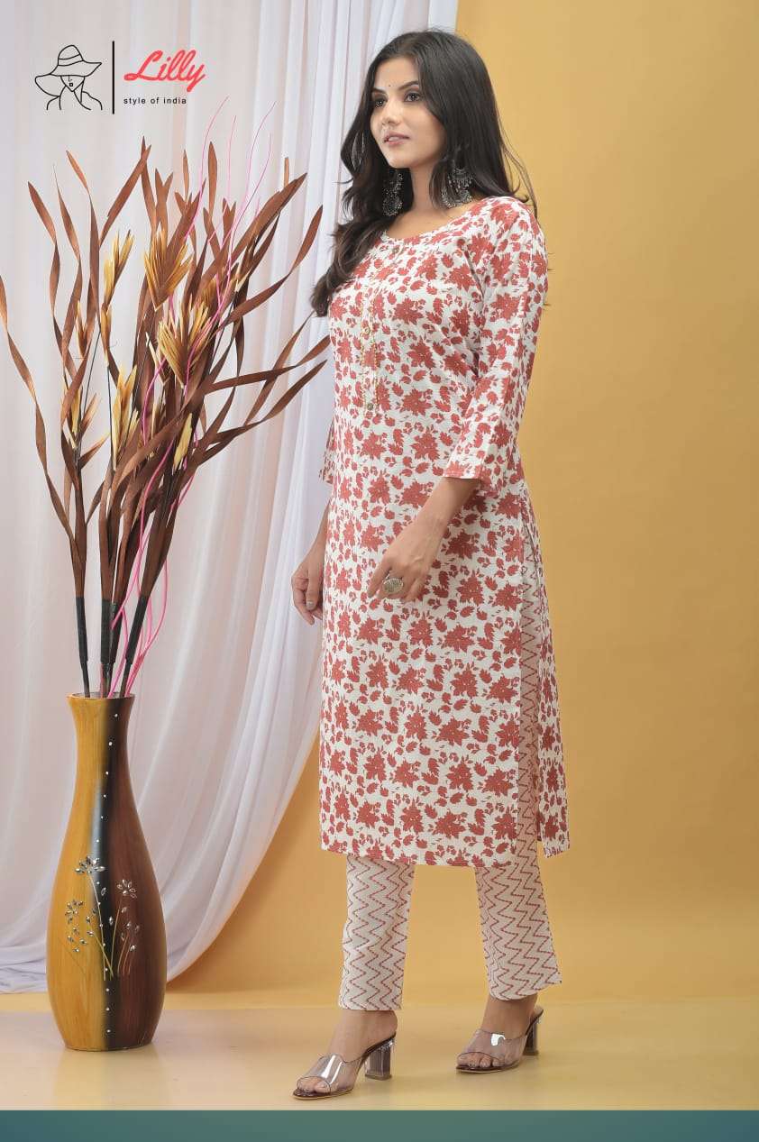 lilly sandhya vol 8 combo set of kurti with pant cotton fabrics 