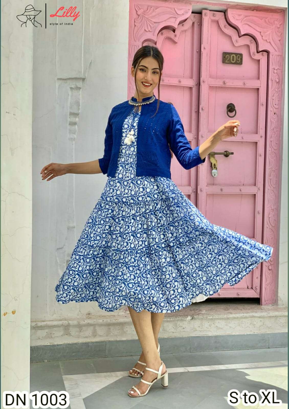 lilly style design 1003 combo set of anarkali kurti with jacket 