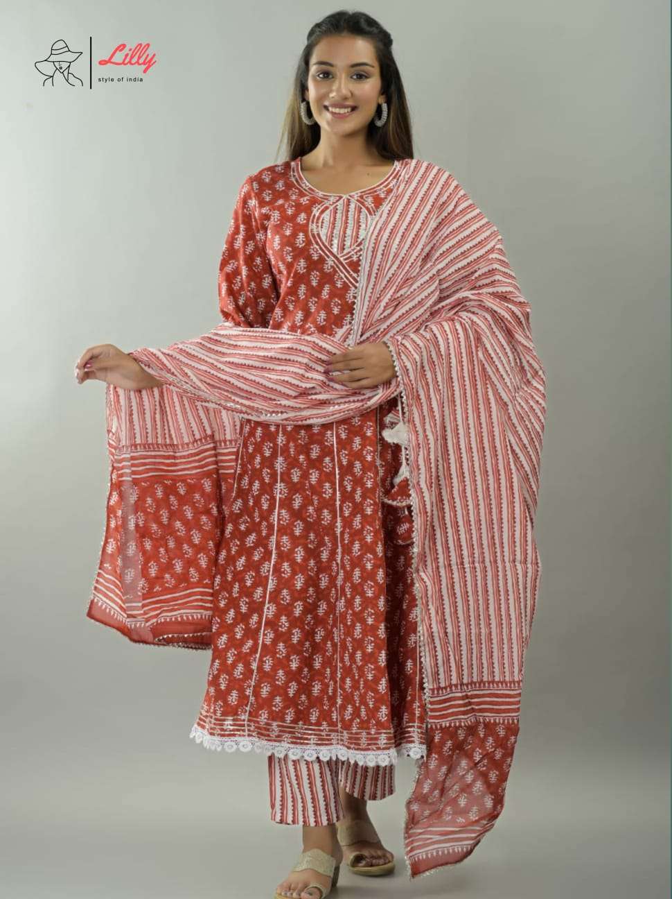lilly style womaniya combo set of anarkali kurti with bottom and dupatta 