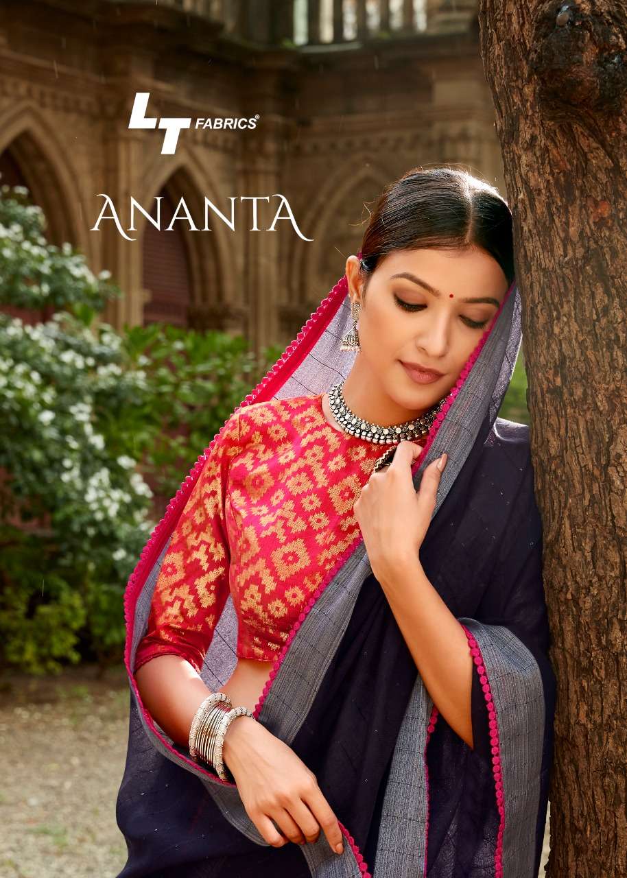 lt fashions ananta vol 2 linen silk designer saree with fancy mask 