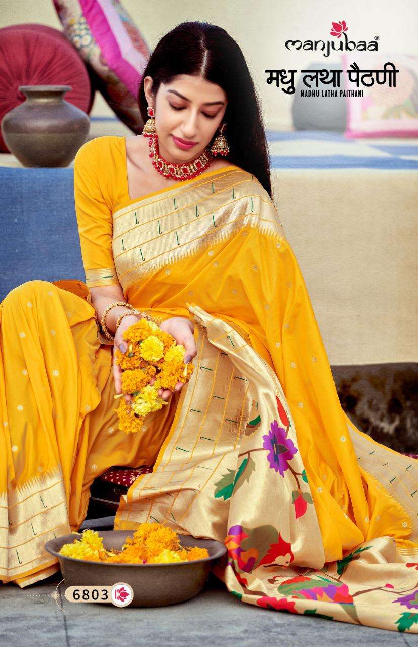 madhu latha paithani by manjubaa 6801-6808 series soft banarasi silk sarees