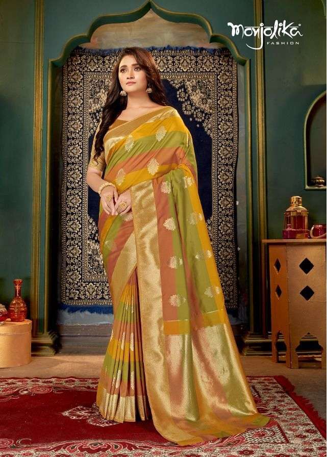 manavi by monjolika fashion banarasi silk elegant look fancy sarees