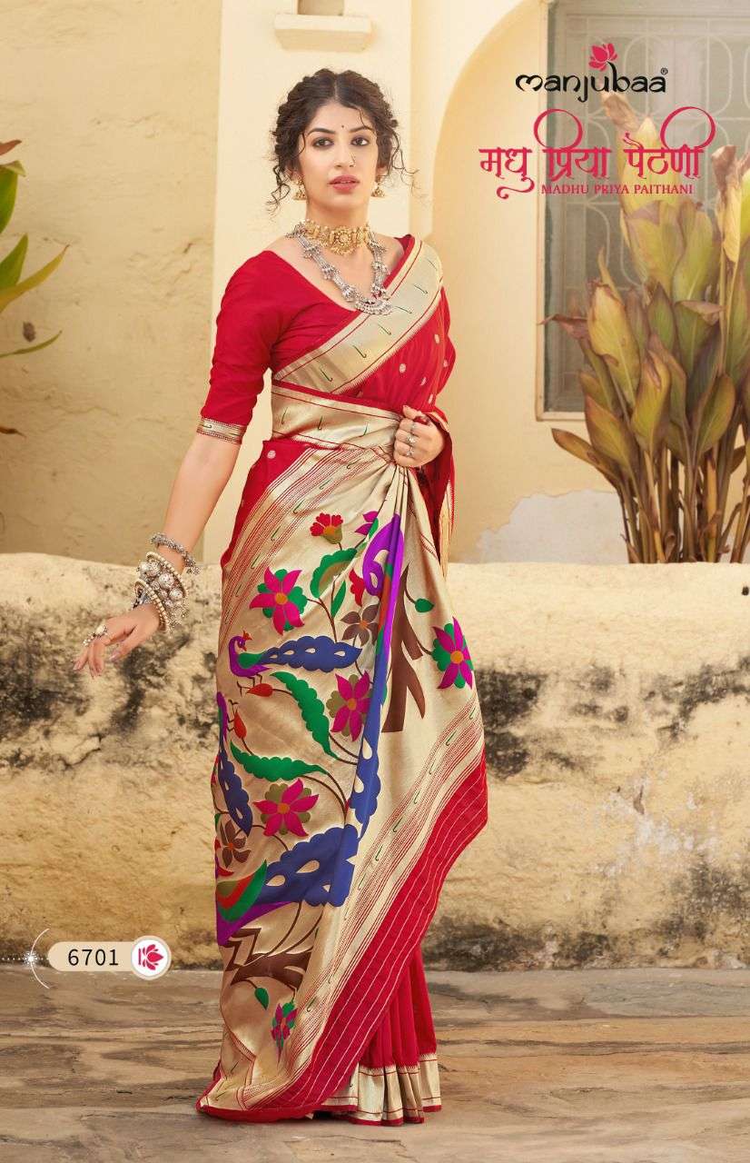manjubaa madhu priya paithani soft banarasi silk wedding wear saree