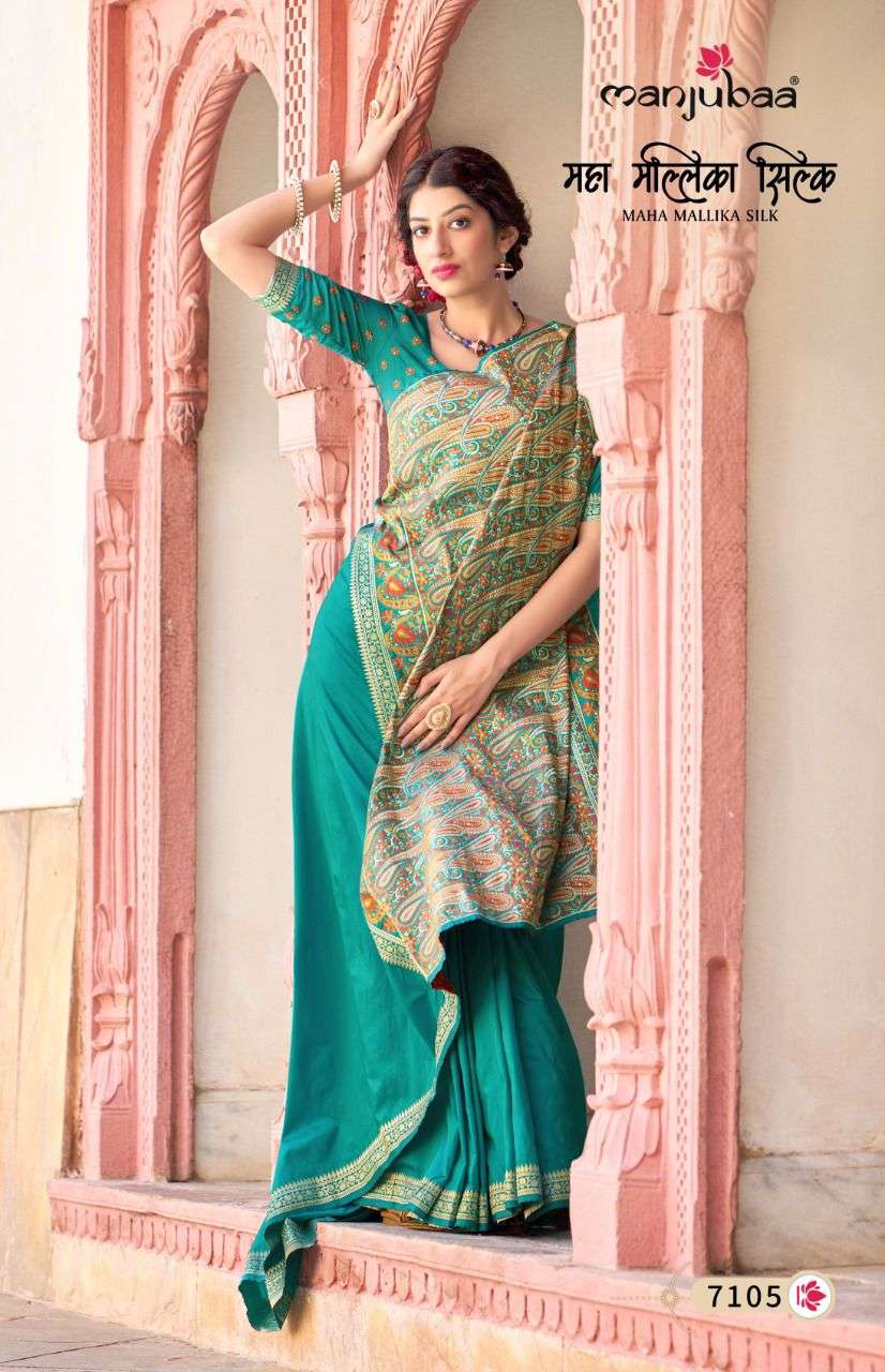 manjubaa maha mallika silk series 7101 To 7110 banarasi silk wedding wear sarees