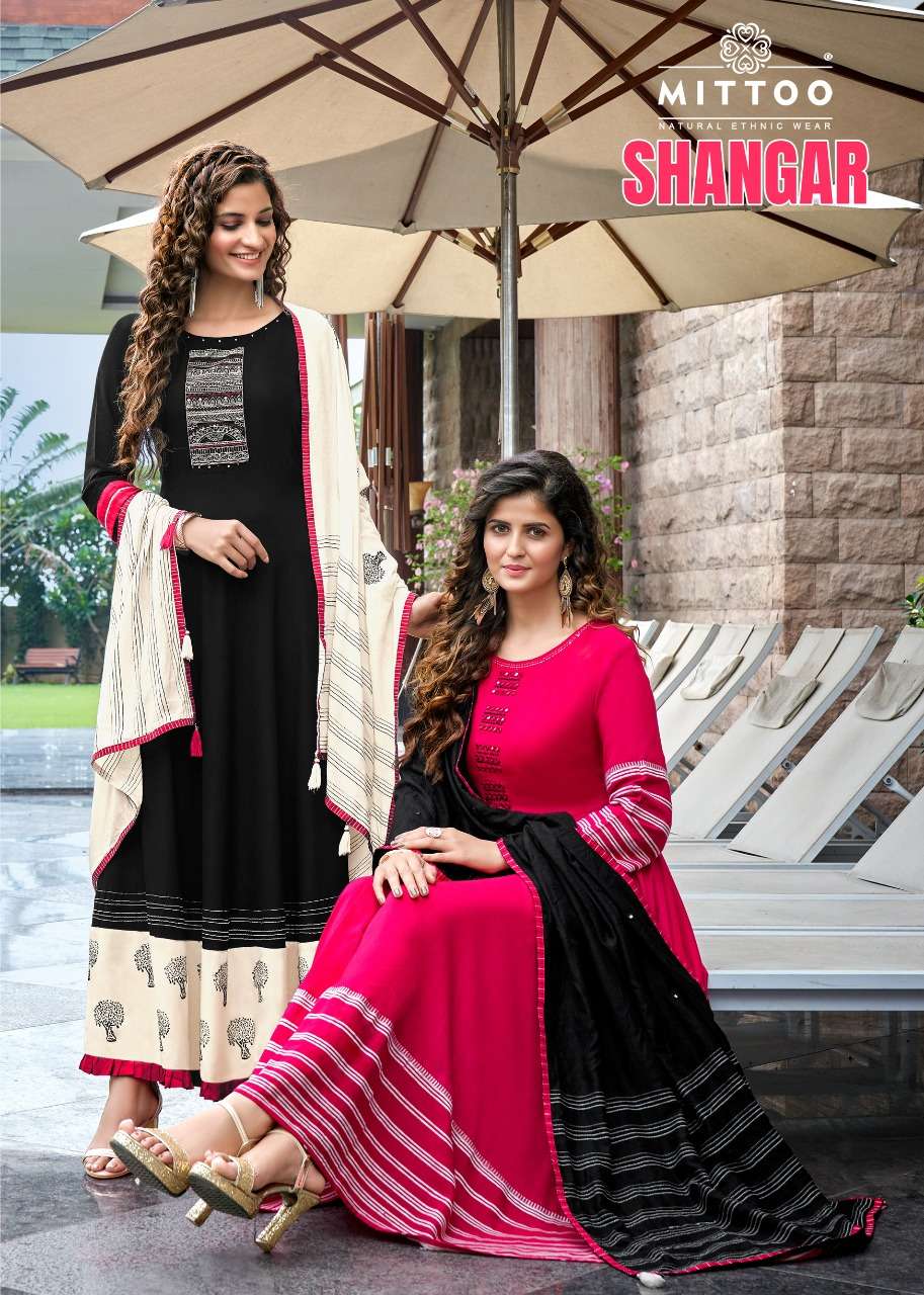 mittoo shangar muslin long gown with fancy dupatta wholesaler