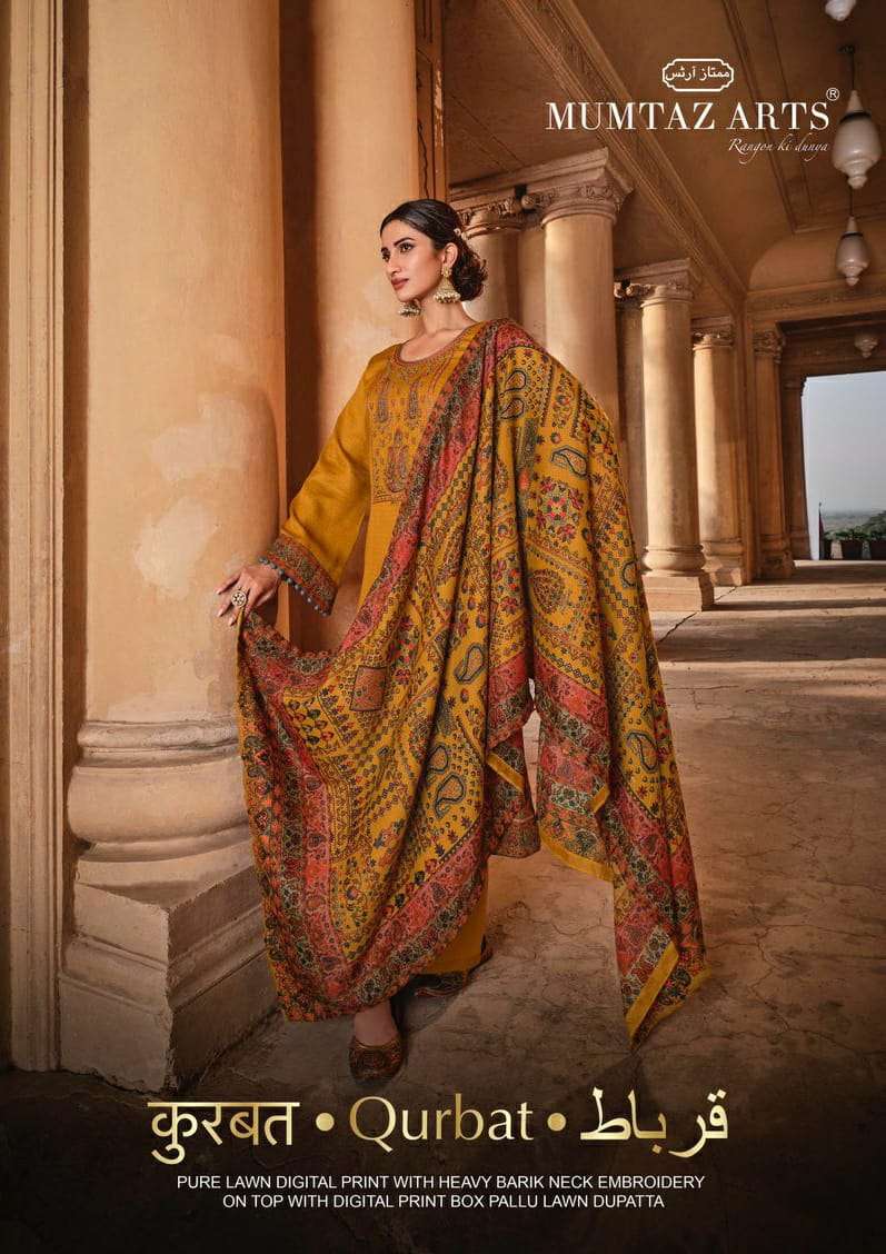 mumtaz arts qurbat lawn cotton embroidery ladies suits wholesaler in mumbai surat delhi 