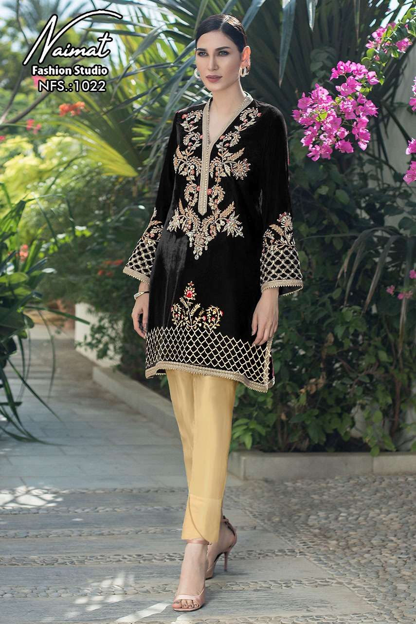 naimat fashion nfs 1022 velvet pakistani winter kurti with pants
