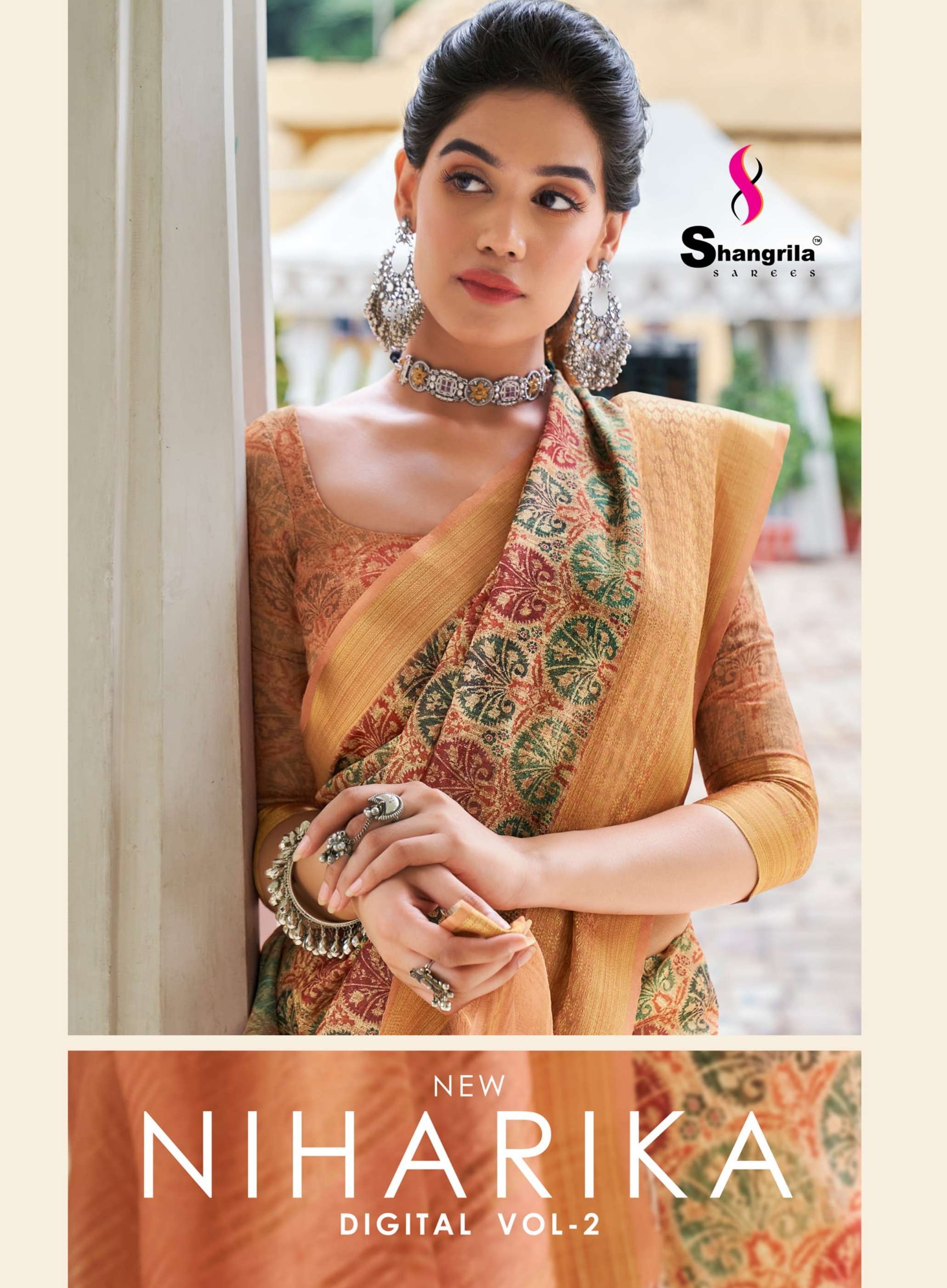 niharika digital vol 2 by shangrila soft linen with rich pallu saree best rate seller 