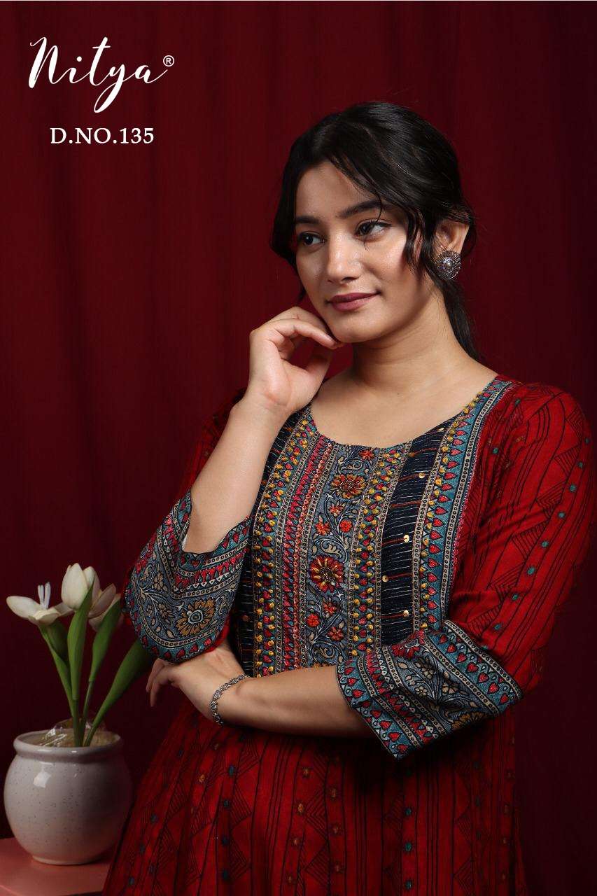 nitya 135 design combo set of rayon gown kurtis 