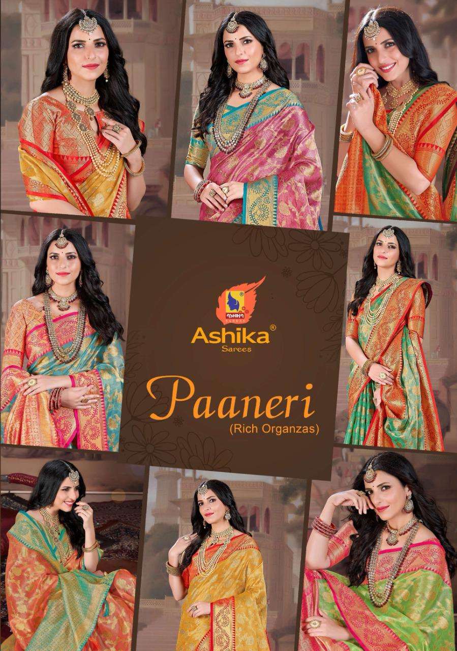 paaneri by ashika rich organza saree collection