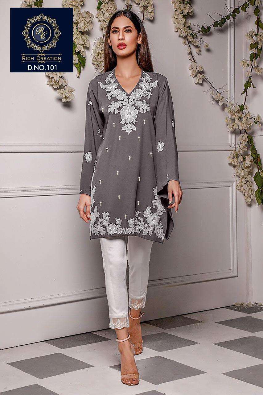 rich creation present lpc 101 georgette pakistani top with cotton pant