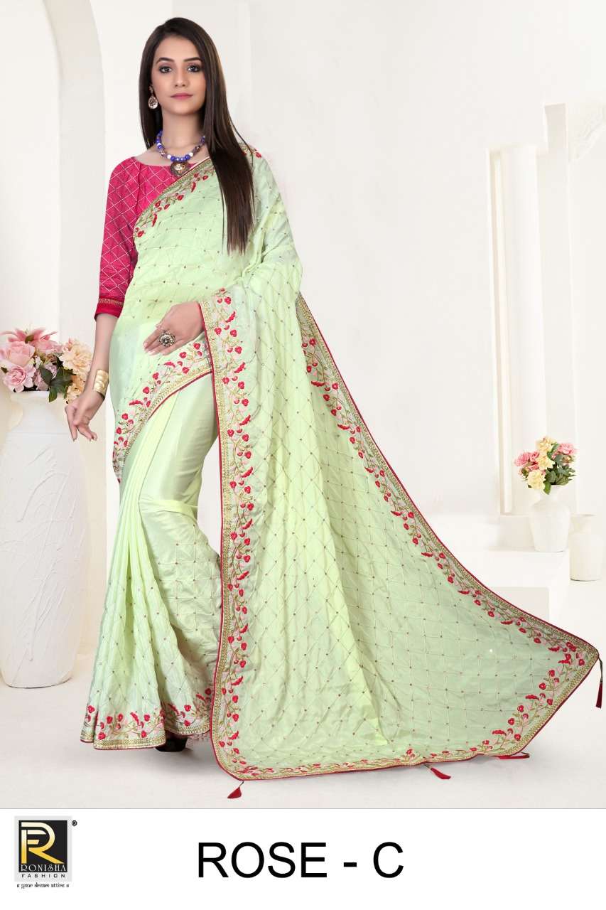 Rose by ranjna saree embroidery warked heavy diamond exclusive collection wholesale prices 