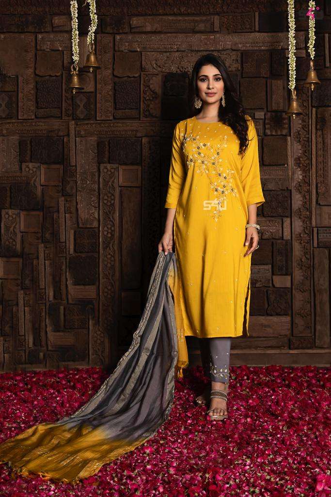 s4u 604 design combo set of top with bottom and dupatta 