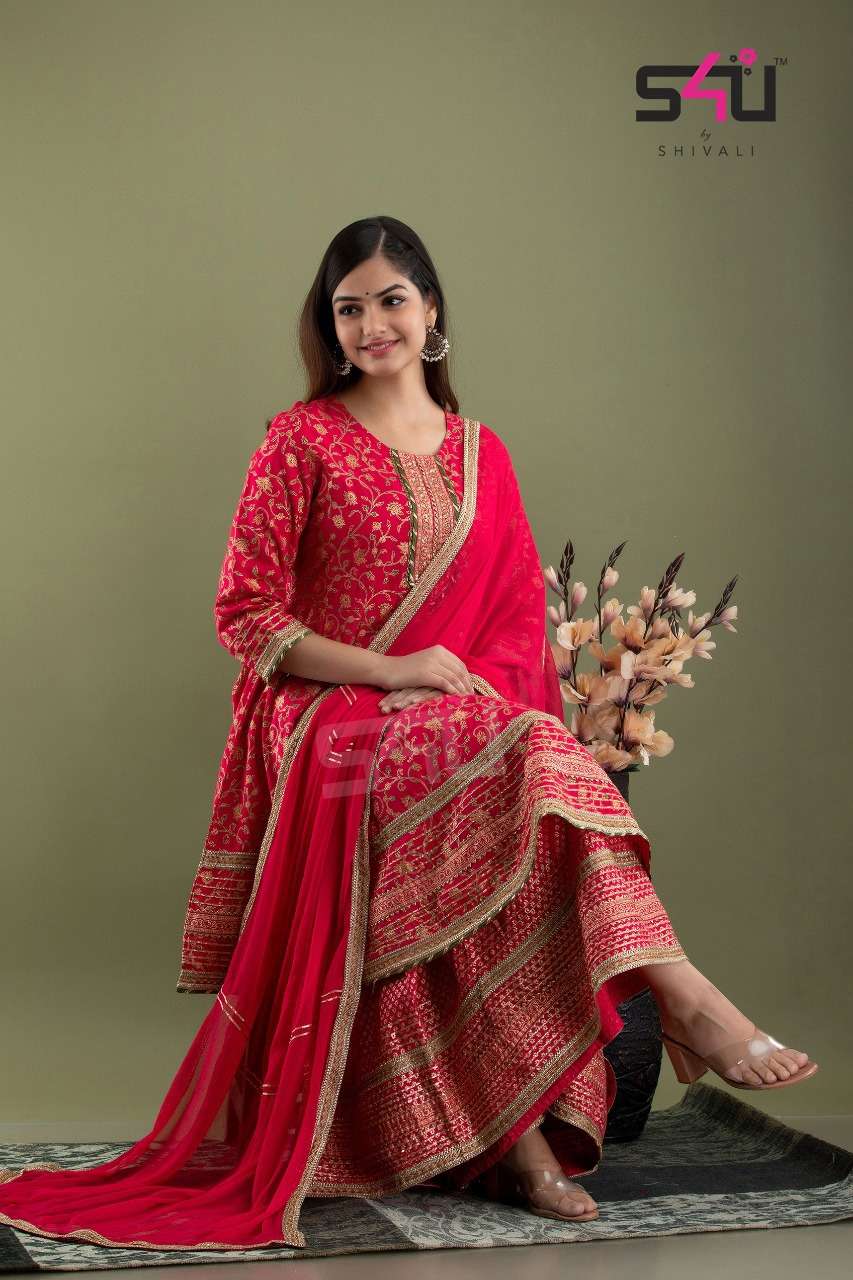 s4u 643 design combo set of fancy kurti with bottom and dupatta 