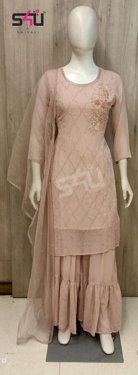 s4u 646 design combo set of party wear kurti with sarara and dupatta 
