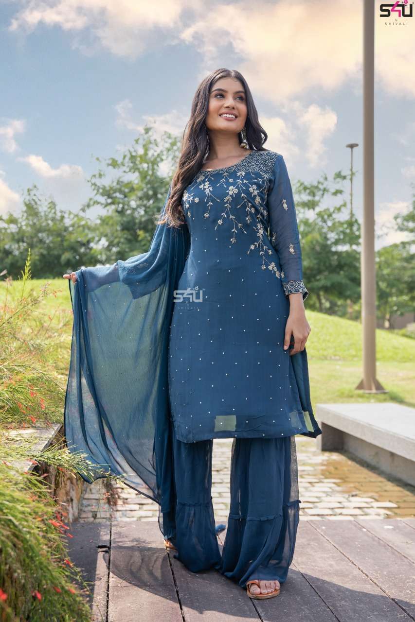 s4u 656 design combo set of top with palazzo and dupatta 