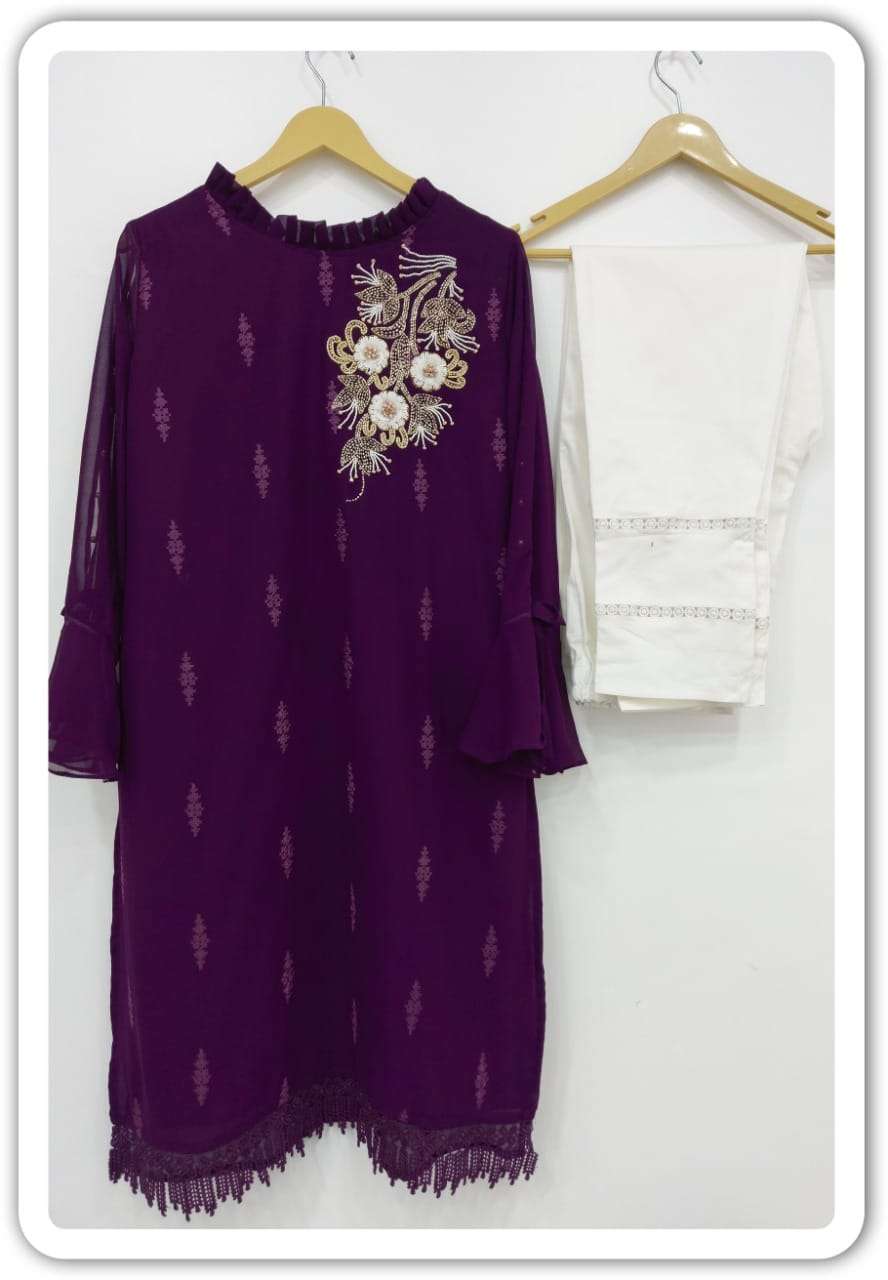 safa fashion 986 georgette party wear kurti with cotton bottom wholesaler