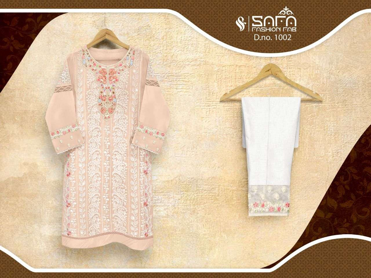 safa fashion sf 1002 georgette classy look fancy kurti with cotton pant 