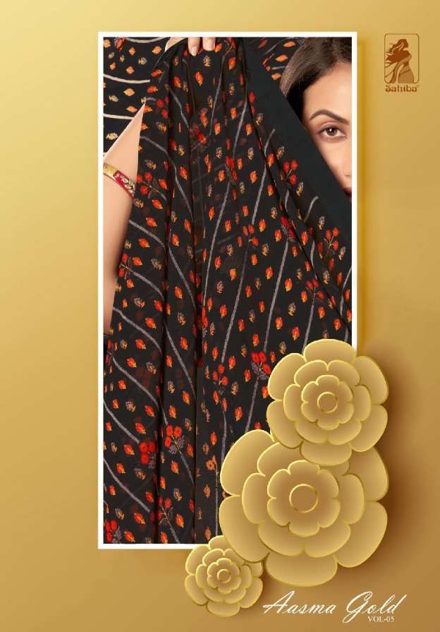sahiba aasma gold vol 5 georgette saree with lace border 