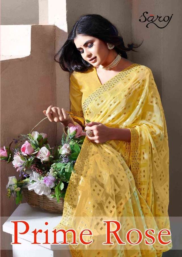 saroj prime rose georgette with brasso designer fancy saree