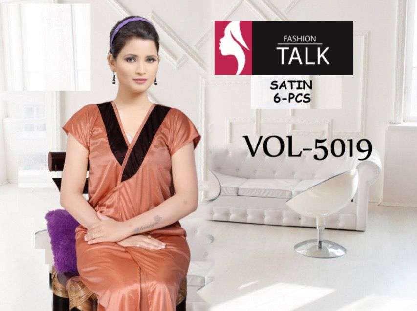 SATIN 6 PCS VOL-5019 BY FASHION TALK SATIN 6 PCS NIGHT SUIT CATLOG WSHOLESALER BEST RATE