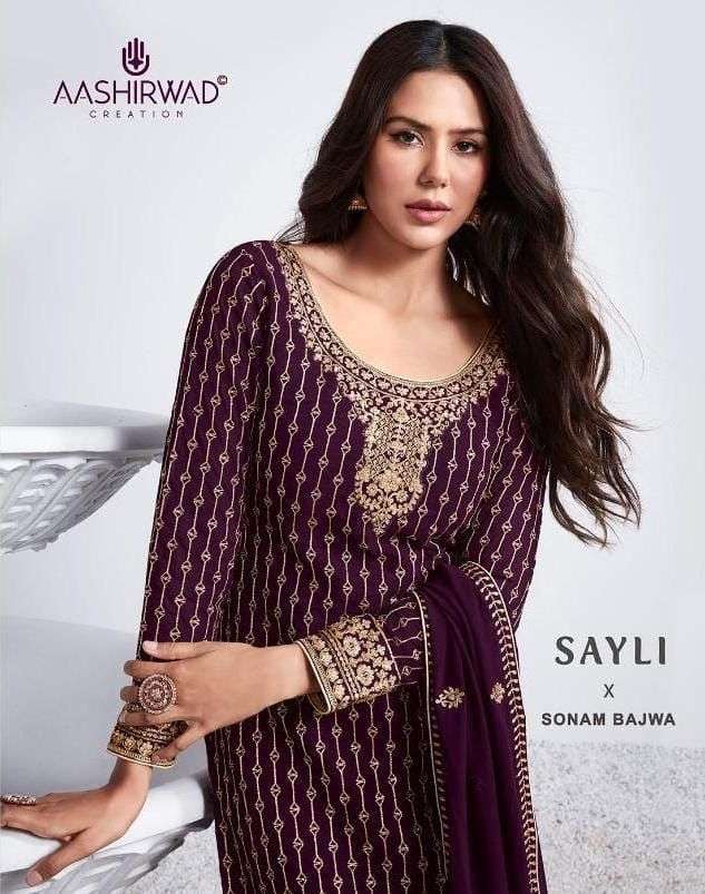 sayli by aashirwad georgette elegant embroidery fancy suits