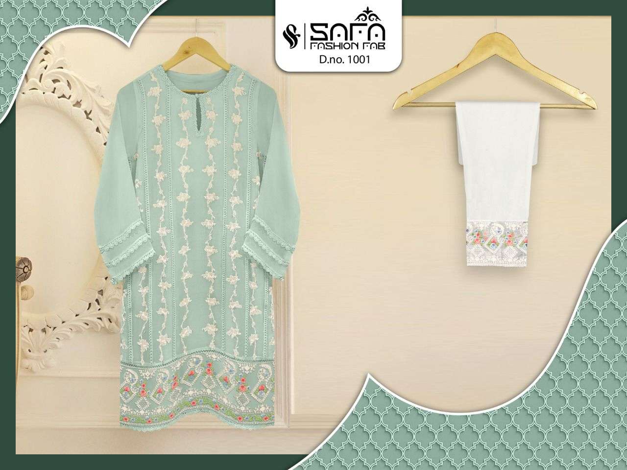 sf 1001 by safa fashion georgette pakistani fancy top with bottom